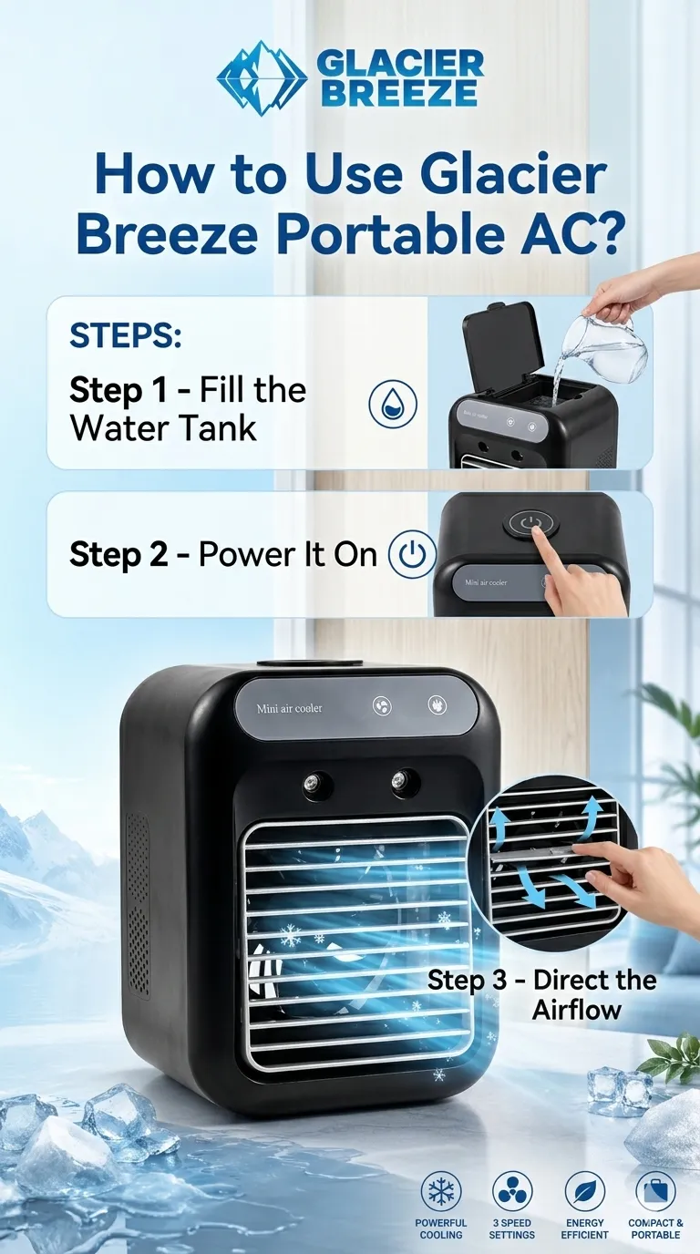 how to use Glacier Breeze Portable AC